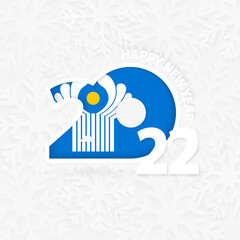 Happy New Year 2022 for CIS on snowflake background.