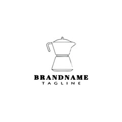 coffee pot logo cartoon icon design template black cute vector illustration