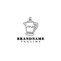 coffee pot logo cartoon icon design template black isolated cute illustration