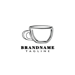 coffee cup logo cartoon icon design template black isolated cute illustration