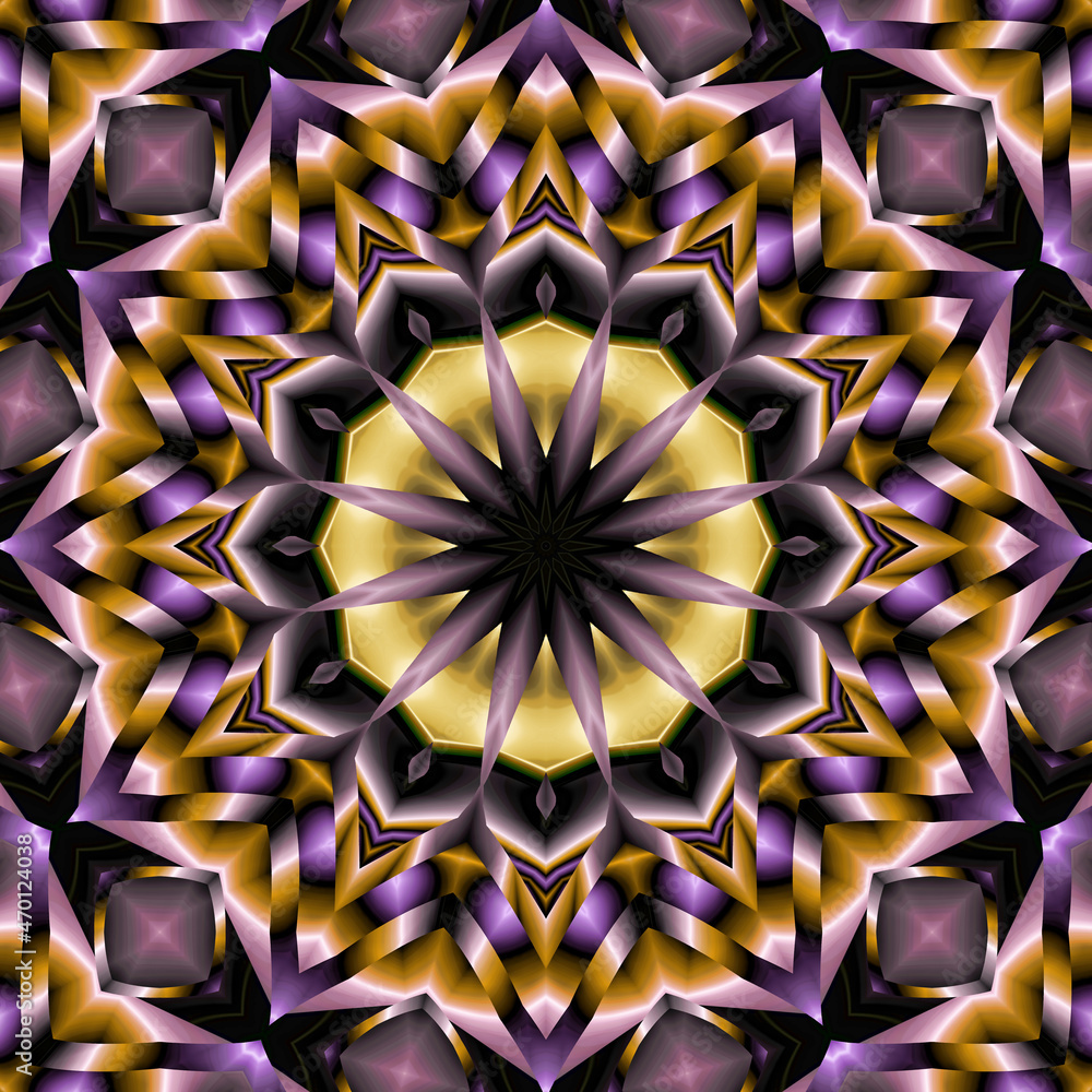 Wall mural 3d effect - abstract dodecagon fractal pattern
