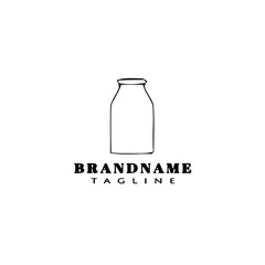 milk bottle logo cartoon icon design template black isolated vector illustration