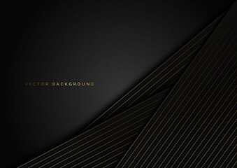 Abstract stripes golden lines diagonal overlap on black background. Luxury stryle.