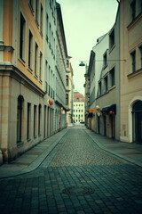 Streets of dresden at night. View of the historic quarters of Dresden at night