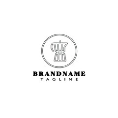 coffee pot logo cartoon icon template black isolated vector illustration