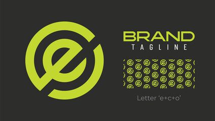Letter e logo in a circle shape with a pattern for shopping, e-commerce, application, business brands
