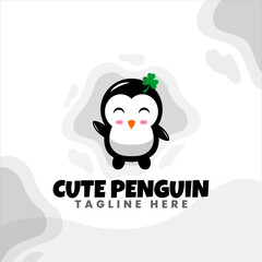 Cute Penguin Cartoon Vector Icons Illustration