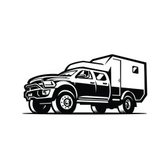Camper truck overland 4x4 silhouette vector image illustration isolated