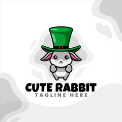 cute bunny character logo design