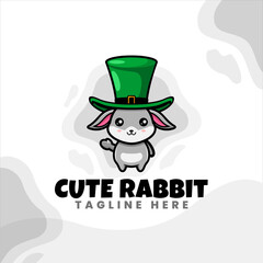 cute bunny character logo design