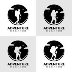 Hiking adventure logo concept design vector