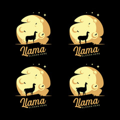 Llama silhouette logo on the moon © ardianyuda