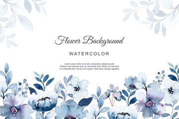 Pastel blue floral background with watercolor