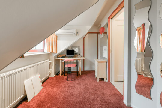 Modern workspace in light garret