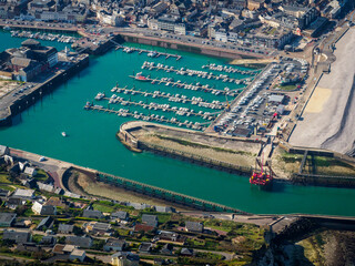 vue aérienne du port de Fécamp en Seine Maritime en France