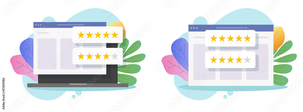 Poster online testimonials feedback on website and computer or customer digital internet reputation review 