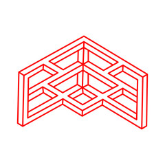 Impossible object. Logo. Optical illusion shape. 3d illustration. Geometric figures.