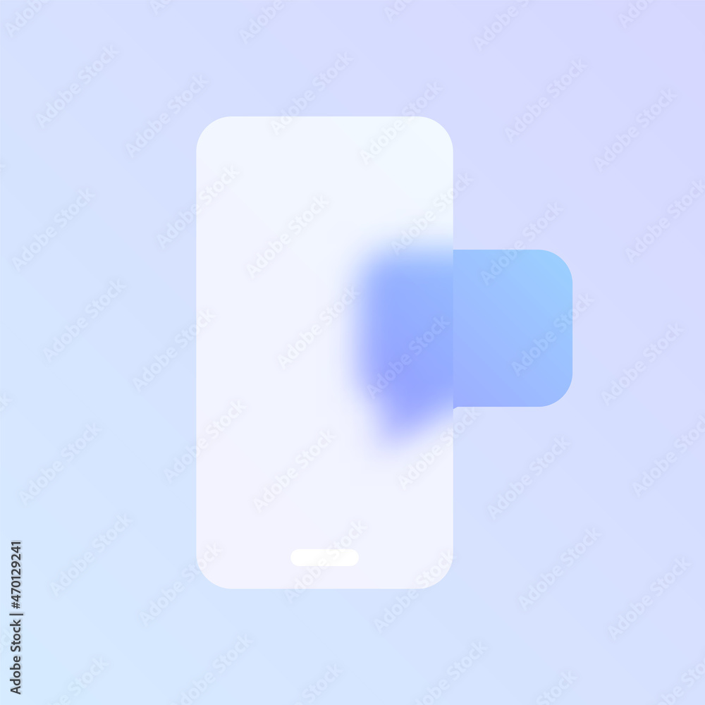 Poster smartphone glass morphism trendy style icon. smartphone with speech bubble color vector icon with bl