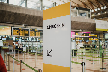 Check in signboard in airport