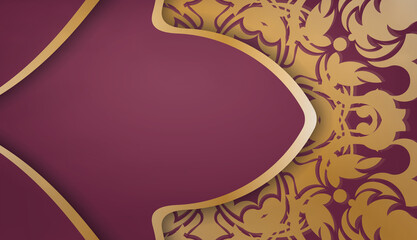 Baner of burgundy color with luxurious gold ornaments for design under your logo or text
