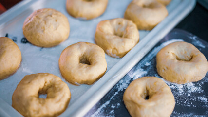 Homemade donuts ready to fry