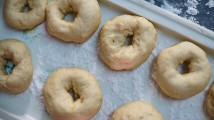 Homemade donuts ready to fry
