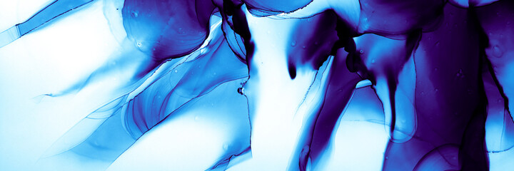 Blue Ethereal Ink. Vivid Bubble Wallpaper. Cyan