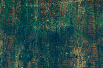 Empty green wooden table background. Vintage green surface.