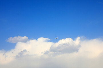 Civil aviation flights fly in the sky