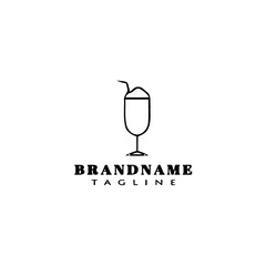 coffee glass logo cartoon icon design template black isolated vector illustration