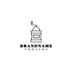 Naklejka premium coffee grinder logo cartoon icon design template black isolated vector illustration