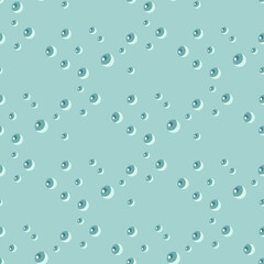 Seamless pattern bubbles on turquoise background. Grid flat texture of soap for any purpose.