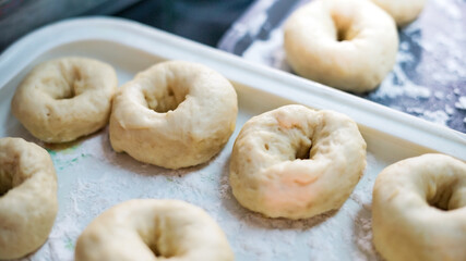 Homemade donuts ready to fry