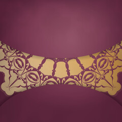 Brochure in burgundy color with luxurious gold ornamentation is ready for printing.