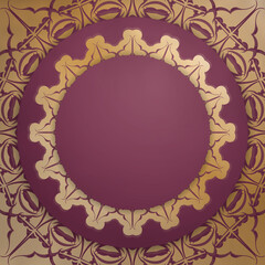 Brochure in burgundy color with luxurious gold pattern for your congratulations.