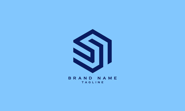 SJ, JS, Abstract initial monogram letter alphabet logo design