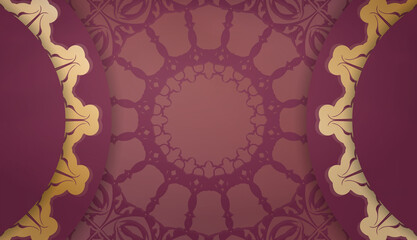 Burgundy banner with antique gold ornaments and a place for your logo