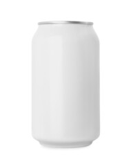 Can of energy drink isolated on white. Mockup for design