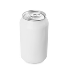 Can of energy drink isolated on white. Mockup for design