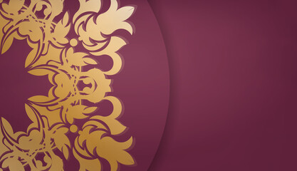 Burgundy banner with antique gold pattern and space for your logo or text