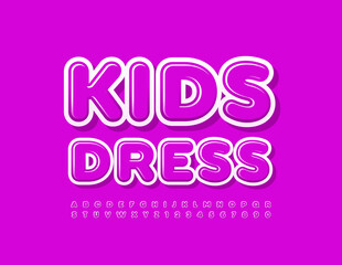 Vector creative Logo Kids Dress. Cute Pink Font. Glossy Alphabet Letters and Numbers set