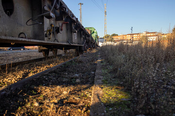 old and scrapped freight train at a standstill 