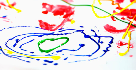 Obraz premium Fragment of an abstract colorful art painting. Horizontal image. Close up.