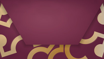 Burgundy banner with Indian gold ornaments and place under your text
