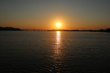 sunset in tainan taiwan between river and ocean design for holiday and retirement concept
