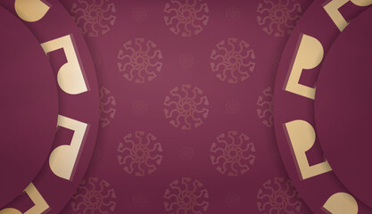 Burgundy banner with Indian gold pattern and text space