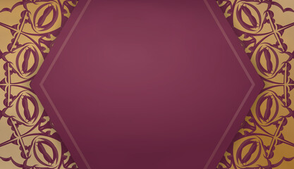 Burgundy banner with luxurious gold ornamentation and space for logo or text