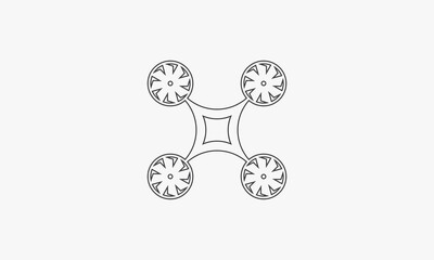 line icon drone isolated on white background.