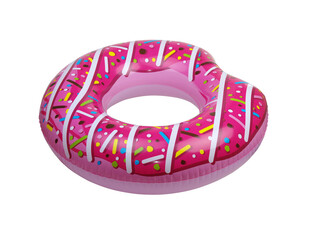 Pink inflatable swim ring isolated on white