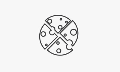 line icon cheese isolated on white background.